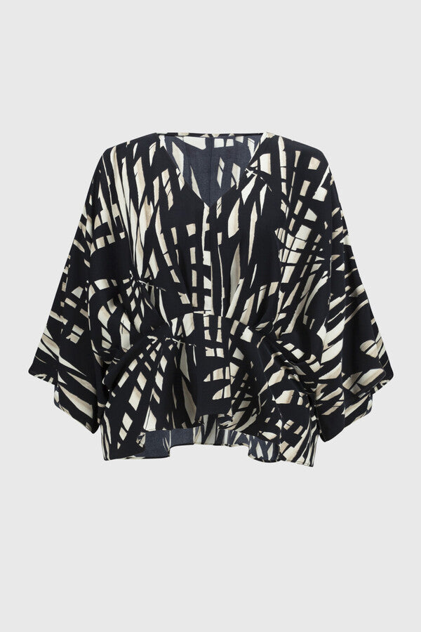 Joseph Ribkoff Tropical Print Peplum Top