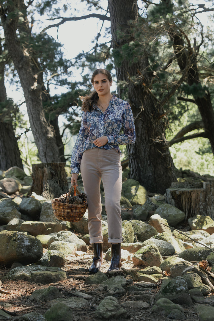 Vassalli Peplum Shirt with Fluted Sleeve