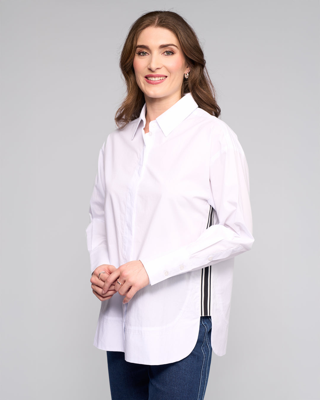 Vassalli Oversize Shirt with Side Stripe