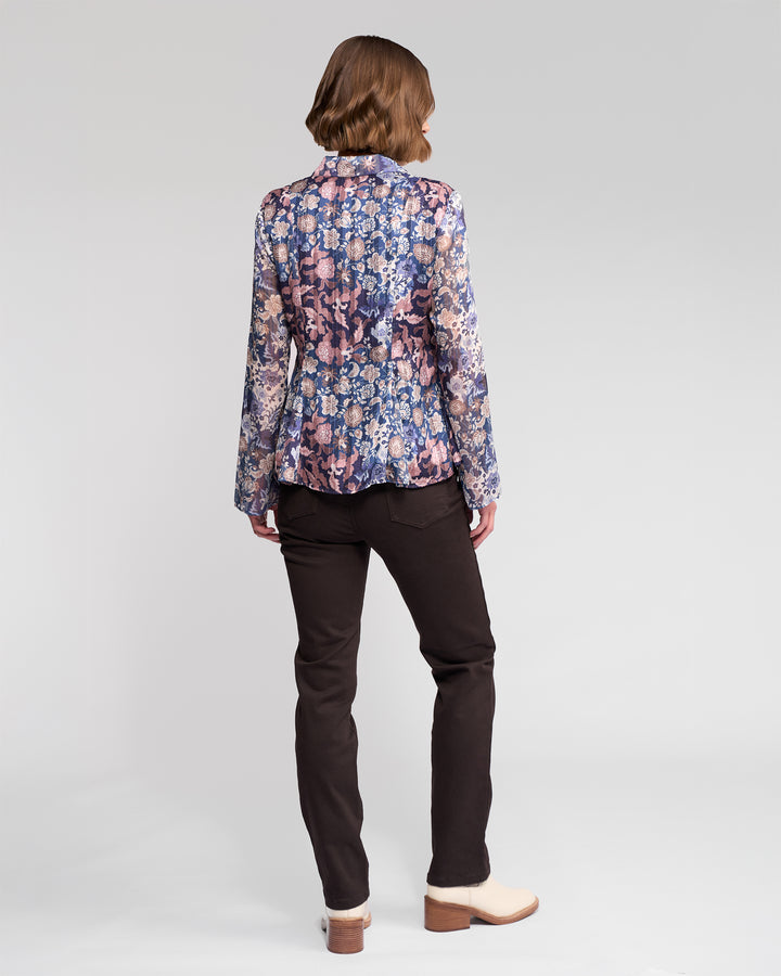 Vassalli Peplum Shirt with Fluted Sleeve