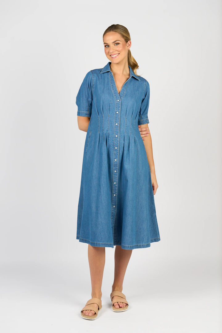 Vassalli Cap Sleeve Dress with Pockets
